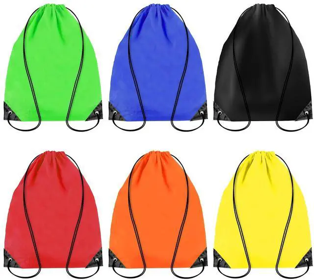 Main image of 6PCS Drawstring Backpacks - Waterproof Cinch Bag String Gym Bags