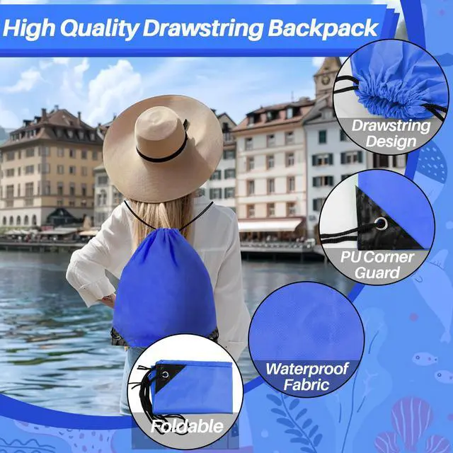 Alt view image 3 of 6 - 6PCS Drawstring Backpacks - Waterproof Cinch Bag String Gym Bags