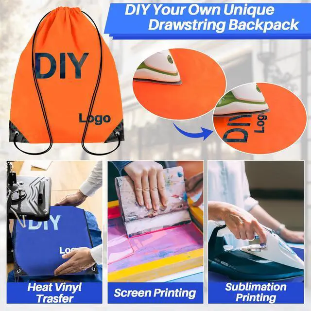 Alt view image 4 of 6 - 6PCS Drawstring Backpacks - Waterproof Cinch Bag String Gym Bags