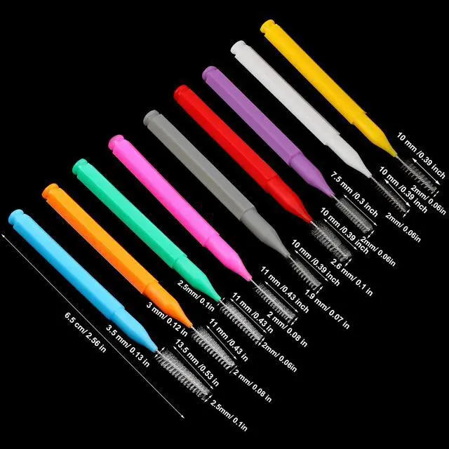 Alt view image 2 of 7 - 100 Pieces Braces Dental Brush for Cleaner Interdental Toothpick Dental Tooth Flossing Head Oral Hygiene Flosser Toothpick Cleaners Tooth Tool(Mixed Colors,Mixed Sizes)