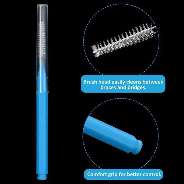 Alt view image 3 of 7 - 100 Pieces Braces Dental Brush for Cleaner Interdental Toothpick Dental Tooth Flossing Head Oral Hygiene Flosser Toothpick Cleaners Tooth Tool(Mixed Colors,Mixed Sizes)