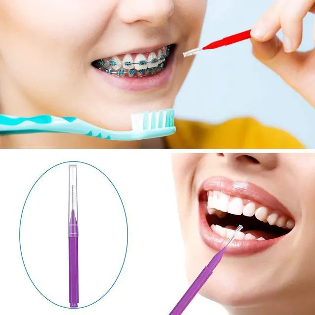 Alt view image 5 of 7 - 100 Pieces Braces Dental Brush for Cleaner Interdental Toothpick Dental Tooth Flossing Head Oral Hygiene Flosser Toothpick Cleaners Tooth Tool(Mixed Colors,Mixed Sizes)