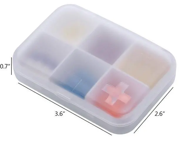 Alt view image 5 of 5 - Portable Pill Organizer - Slim Pill Box for Purse or Travel, Compact Pill Case(6 Compartment,White)