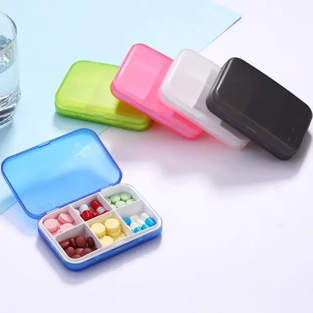 Alt view image 3 of 5 - Portable Pill Organizer - Slim Pill Box for Purse or Travel, Compact Pill Case(6 Compartment,White)