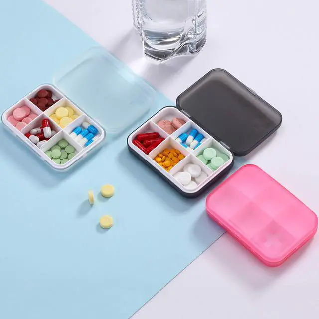 Alt view image 2 of 5 - Portable Pill Organizer - Slim Pill Box for Purse or Travel, Compact Pill Case(6 Compartment,White)
