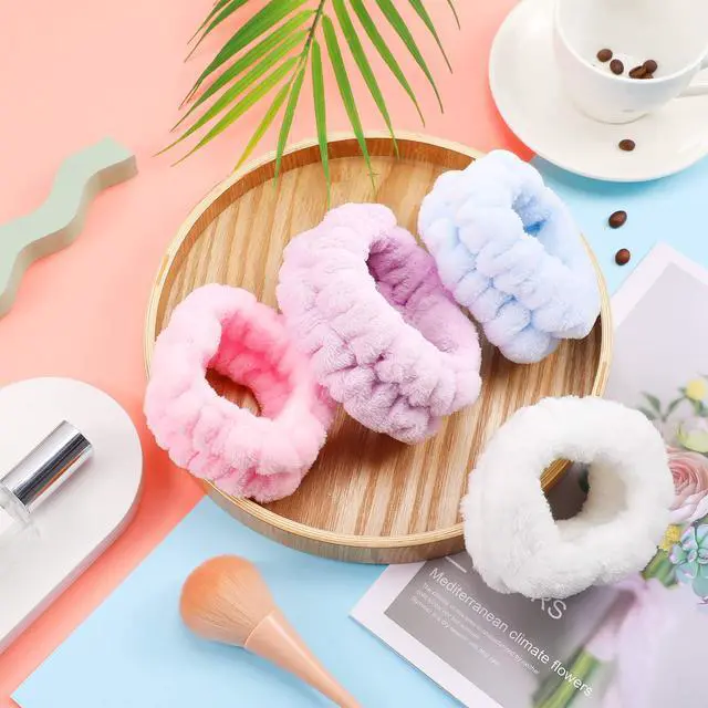 Alt view image 7 of 7 - 4 Pairs Wrist Bands for Washing Face Wrist Spa Microfiber Wash Towel Band Scrunchies Absorbent Wristbands Sweatband for Women Prevent Liquid from Spilling(Lovely Colors)