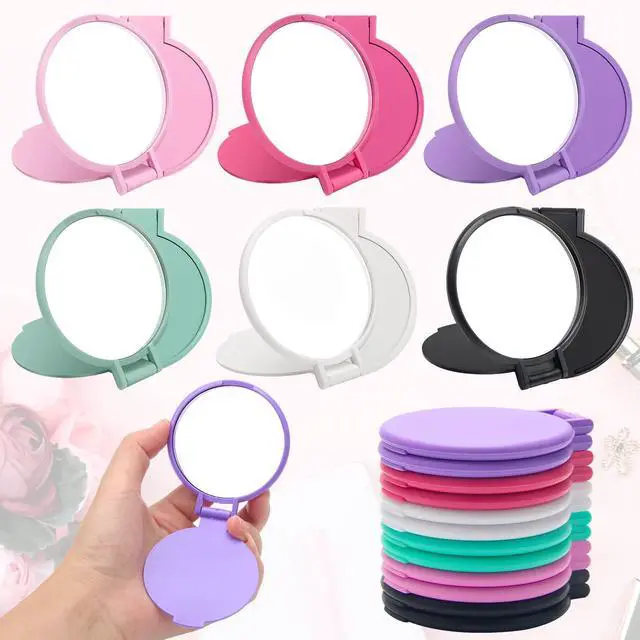 Main image of 12P Mini Folding Mirror Round Compact Mini Handheld Makeup Mirror