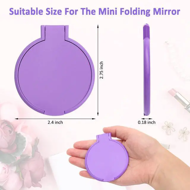 Alt view image 2 of 7 - 12P Mini Folding Mirror Round Compact Mini Handheld Makeup Mirror