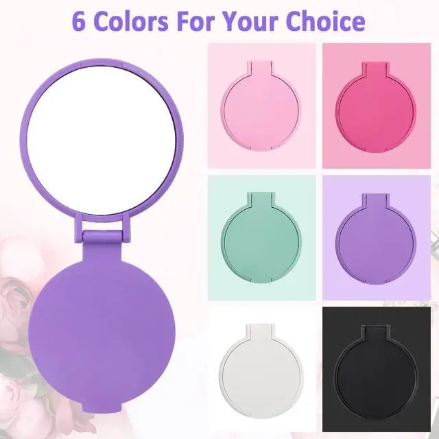 Alt view image 3 of 7 - 12P Mini Folding Mirror Round Compact Mini Handheld Makeup Mirror