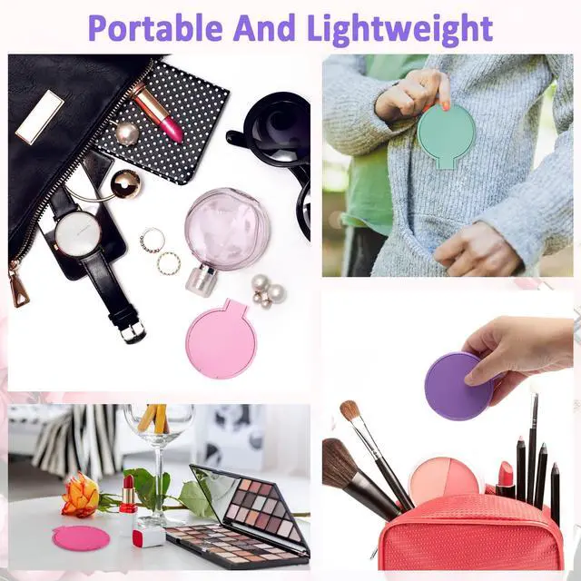Alt view image 4 of 7 - 12P Mini Folding Mirror Round Compact Mini Handheld Makeup Mirror