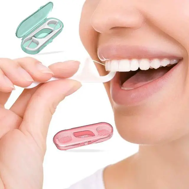 Alt view image 2 of 7 - Flosser Dispenser Dental Floss Case Travel Floss Professional Toothpicks Sticks with Travel Case Superfine Floss Picks Dental Picks for Teeth Cleaning