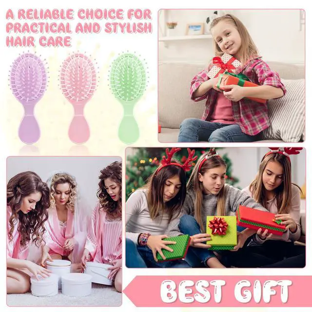 Alt view image 7 of 7 - 4 PCS Mini Wet Hair Brush Easter Basket Stuffers for Women Teens Girls, Small Hair Brush for Pockets, Bachelorette Party Favors, Bridesmaid Gift, Spa Party Supplies, Travel Mini Brush
