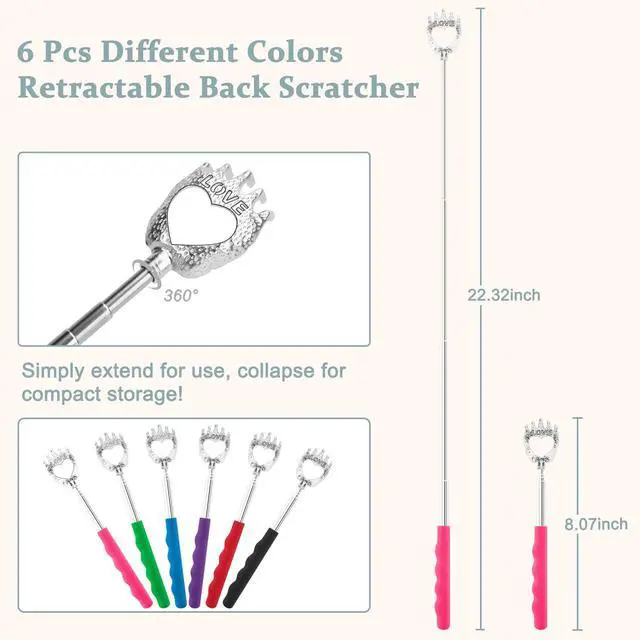 Alt view image 2 of 7 - 6 Pack Back Scratcher, Fathers Day Dad Gifts, Stocking Stuffers for Adults Women Men, Easter Basket Stuffers, White Elephant Gifts, Prizes for Adult, Birthday Gift for Mom Dad Wife Husband