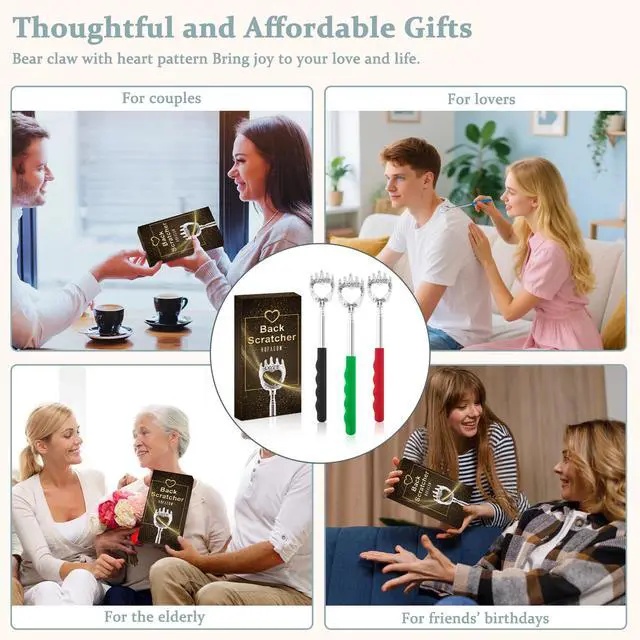 Alt view image 7 of 7 - 6 Pack Back Scratcher, Fathers Day Dad Gifts, Stocking Stuffers for Adults Women Men, Easter Basket Stuffers, White Elephant Gifts, Prizes for Adult, Birthday Gift for Mom Dad Wife Husband
