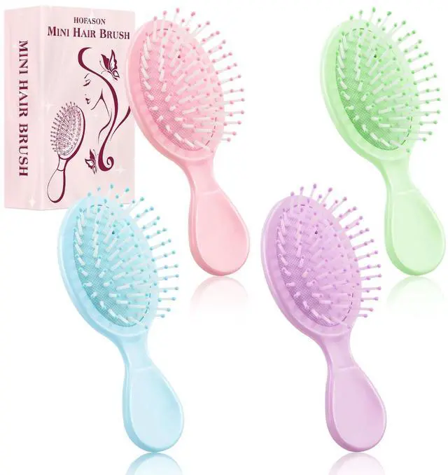 Main image of 4 PCS Mini Wet Hair Brush Easter Basket Stuffers for Women Teens Girls, Small Hair Brush for Pockets, Bachelorette Party Favors, Bridesmaid Gift, Spa Party Supplies, Travel Mini Brush