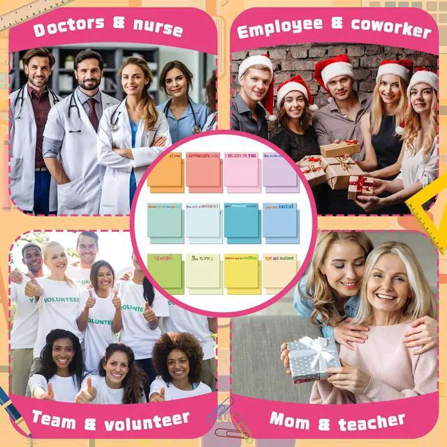 Alt view image 2 of 7 - 12 Pcs Sticky Notes Gifts Bulk,Appreciation,Simple Color