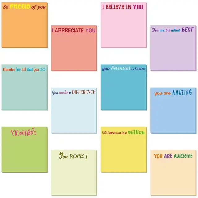 Alt view image 7 of 7 - 12 Pcs Sticky Notes Gifts Bulk,Appreciation,Simple Color