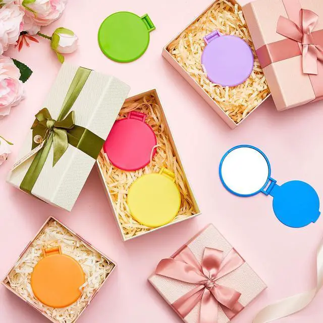 Alt view image 5 of 7 - 6 Pieces Compact Mirrors Bulk, Mini Folding Pocket Mirrors for Purse, Small Portable Makeup Stuffs for Travel, Girls, Party Favors, Wedding Birthday Goodie Bags (Bright Colors)