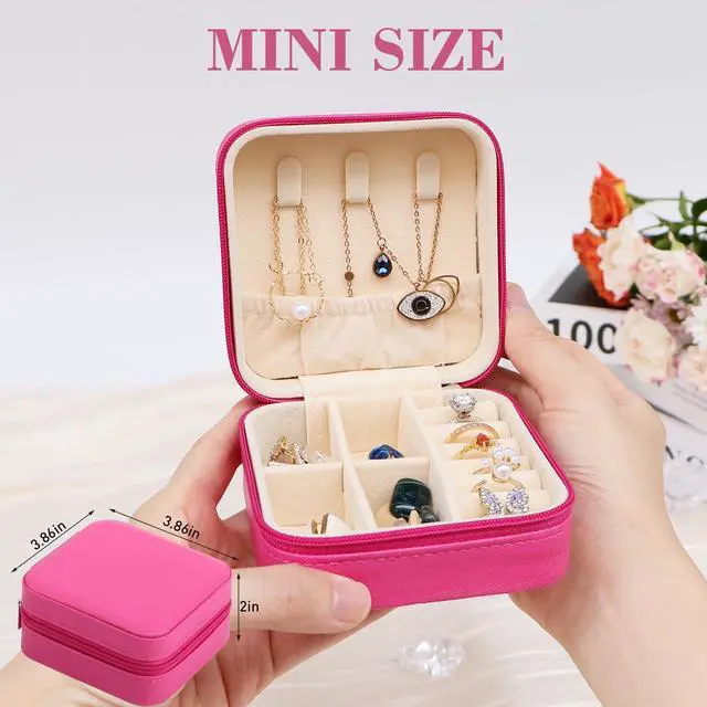 Alt view image 2 of 7 - Small Travel Jewelry Case Organizer,Mini Travel Essentials for Women,Bridesmaid Gifts Birthday Gifts for Women,Small Jewelry Box for Girls 8-12