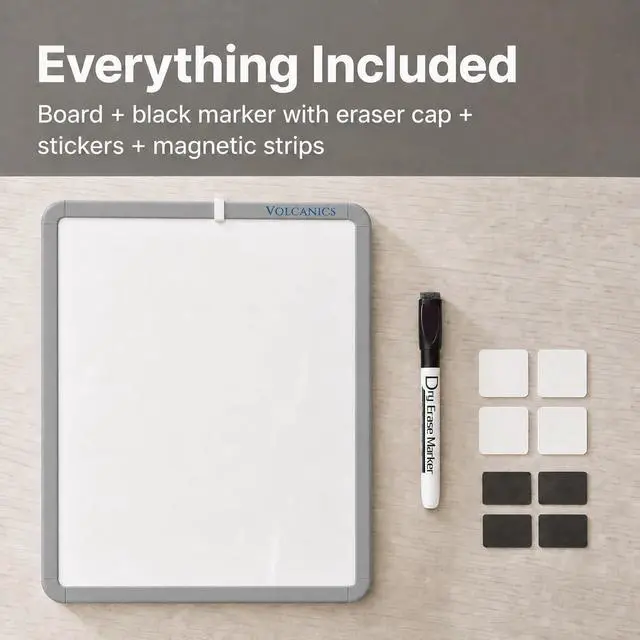 Alt view image 3 of 5 - Small Magnetic Dry Erase Board Set (14 x 11 Inch) Gray Framed Mini Whiteboard for Fridge, Locker Includes Black Marker with Eraser Cap Personal Writing Tablet for Home Office, and Organization