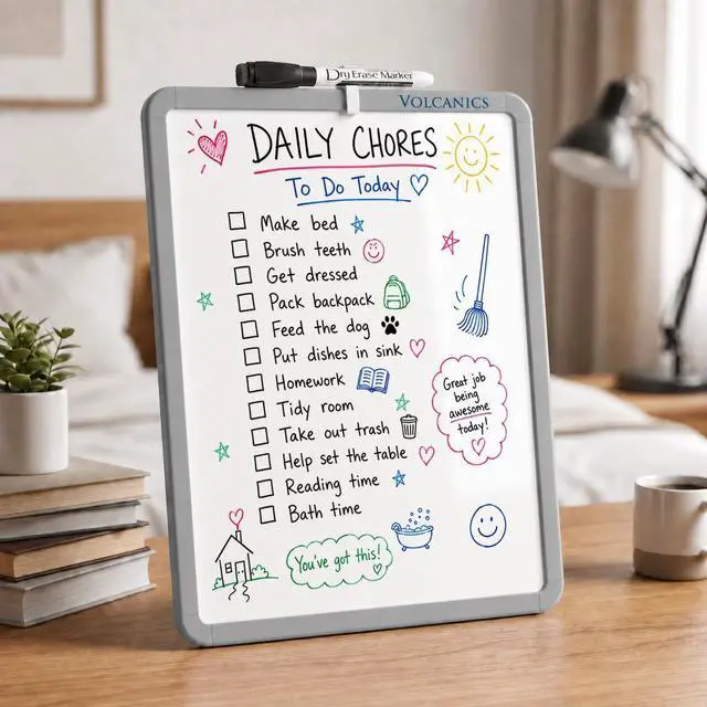 Main image of Small Magnetic Dry Erase Board Set (14 x 11 Inch) Gray Framed Mini Whiteboard for Fridge, Locker Includes Black Marker with Eraser Cap Personal Writing Tablet for Home Office, and Organization