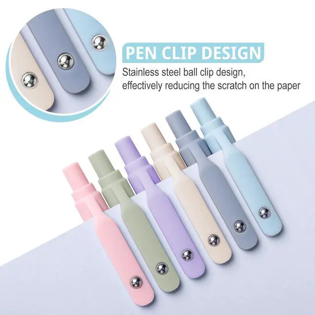Alt view image 3 of 7 - Gel Pens, 6 Pcs Smooth Writing Pens No Bleed & Smear, Black Ink Cute Pens Fine Point (0.5mm), Retractable Aesthetic Pens School Office Supplies for Women & Men