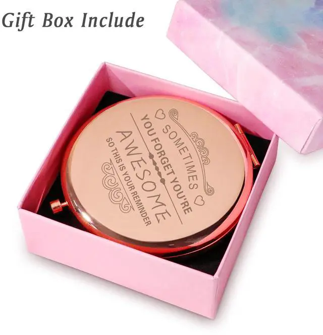 Alt view image 5 of 5 - Personalized Gifts for Women Girls, Custom Gifts for Adult Teen, Inspirational Compact Mirror for Her Friends Sister Daughter, Birthday Graduation Mother Day Basket Stuffers