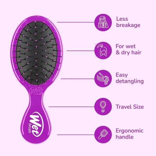 Alt view image 3 of 7 - Mini Detangler Hair Brush, Pink - Detangling Travel Hair Brush - Ultra-Soft IntelliFlex Bristles Glide Through Tangles with Ease - Pain-Free - All Hair Types