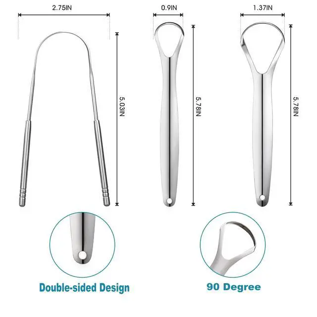 Alt view image 2 of 6 - 3 PCS Metal Tongue Scraper, Tongue Scrapers for Adults, Stainless Steel Tounge Scrappers, Tounge Scraper, Portable Tongue Scrappers