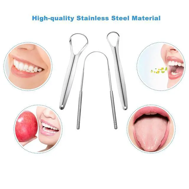 Alt view image 5 of 6 - 3 PCS Metal Tongue Scraper, Tongue Scrapers for Adults, Stainless Steel Tounge Scrappers, Tounge Scraper, Portable Tongue Scrappers
