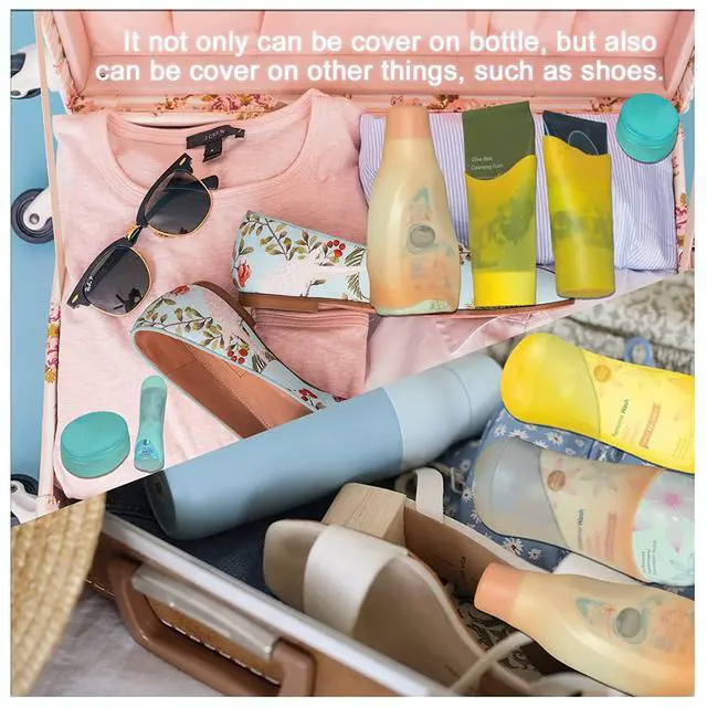 Alt view image 2 of 7 - 10 Pack Silicone Bottle Covers Travel Essentials for Women Men, Beach Vacation Essentials, Travel Size Toiletries Accessories, Cruise Ship Essentials 2025, Must Haves, Leak Proofing