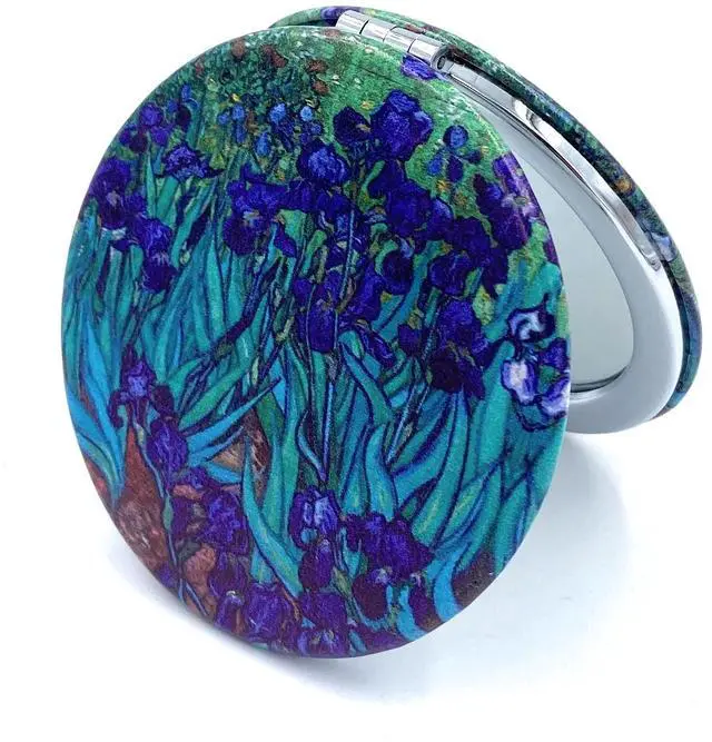 Alt view image 2 of 6 - Pocket Mirror for Women Small Travel Mirror Magnifying Van Gogh Irises Flower Purse Mirror Compact Unique Gift for Artistic Mom