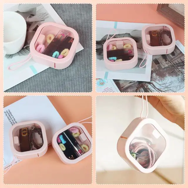 Alt view image 6 of 6 - Hair Tie Organizer, Small Portable Hair Accessories Storage Can Be Stackable Or Hung On The Wall, Small Items Holder Hair Tie Organizer for Jewelry Hair Stuff Hair Clip Cotton Swab