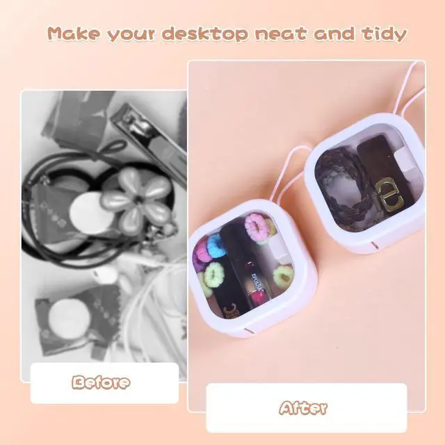 Alt view image 4 of 6 - Hair Tie Organizer, Small Portable Hair Accessories Storage Can Be Stackable Or Hung On The Wall, Small Items Holder Hair Tie Organizer for Jewelry Hair Stuff Hair Clip Cotton Swab