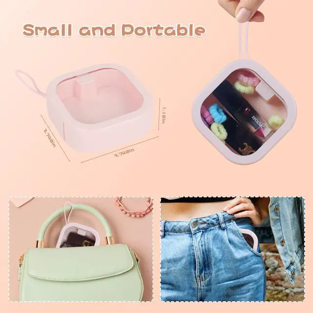 Alt view image 5 of 6 - Hair Tie Organizer, Small Portable Hair Accessories Storage Can Be Stackable Or Hung On The Wall, Small Items Holder Hair Tie Organizer for Jewelry Hair Stuff Hair Clip Cotton Swab