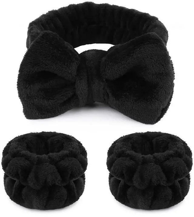 Main image of Makeup Headbands,Black Spa Headband Wristbands for Washing Face