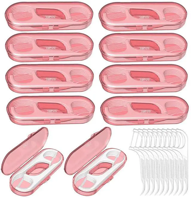 Main image of 10 Pack Flosser Dispenser Dental Floss Case, Mini Floss Picks, Professional Toothpicks with Travel Case, Travel Purse Essentials for Teeth Cleaning, Portable and Hygienic