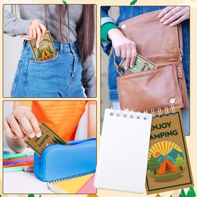 Alt view image 4 of 7 - 24 PCS Mini Notebooks Bulk for Camping Party Favors Small Pocket Notepad for Camping Journal Spiral Notebook for Work Home Office School Adventure Gifts, 8 Design
