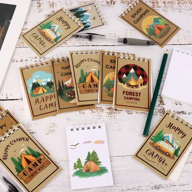 Alt view image 5 of 7 - 24 PCS Mini Notebooks Bulk for Camping Party Favors Small Pocket Notepad for Camping Journal Spiral Notebook for Work Home Office School Adventure Gifts, 8 Design