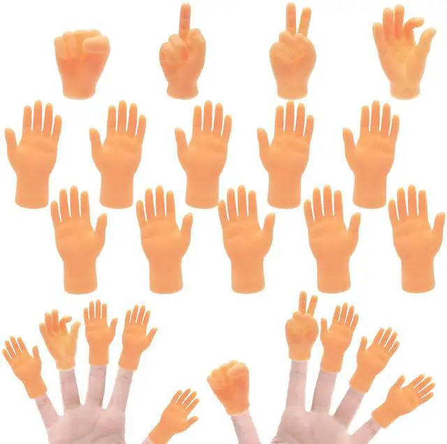 Main image of 14 Pcs Tiny Finger Hands,Premium Rubber Mini Tiny Finger Hands,Flat Hand Style Mini Hand Finger Puppets for Puppet Show,Gag Performance,Party Favors