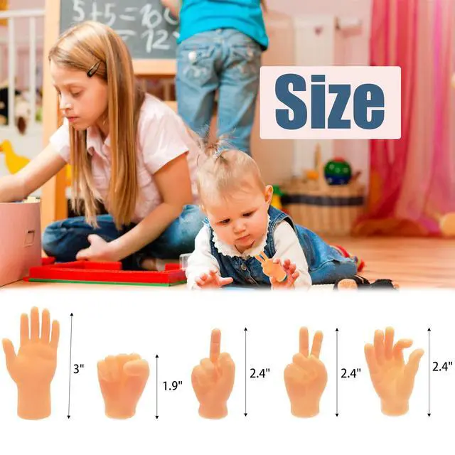 Alt view image 2 of 7 - 14 Pcs Tiny Finger Hands,Premium Rubber Mini Tiny Finger Hands,Flat Hand Style Mini Hand Finger Puppets for Puppet Show,Gag Performance,Party Favors
