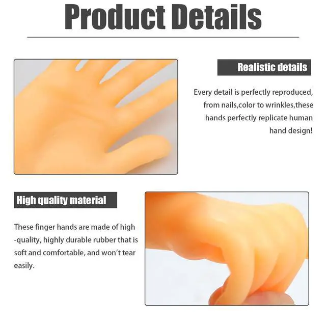 Alt view image 3 of 7 - 14 Pcs Tiny Finger Hands,Premium Rubber Mini Tiny Finger Hands,Flat Hand Style Mini Hand Finger Puppets for Puppet Show,Gag Performance,Party Favors