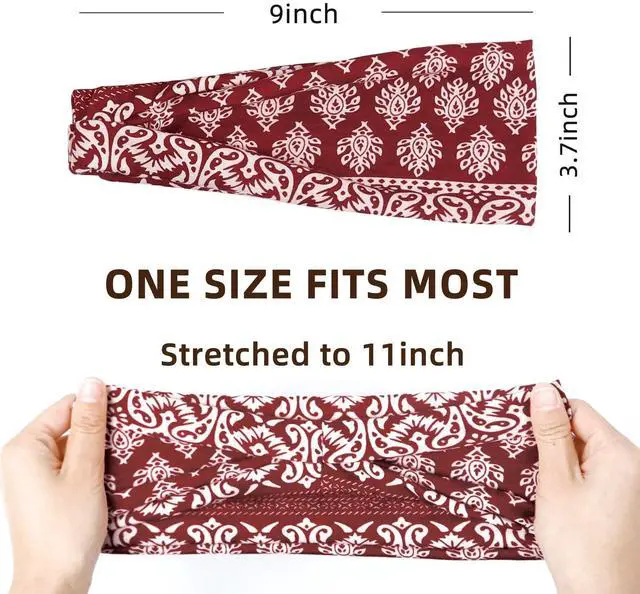 Alt view image 3 of 6 - Boho Headbands for Women Wide Head Bands, Yoga Workout Hair Bands for Women's Hair Non Slip, Summer Womens Headbands Hair Accessories 6 Pack