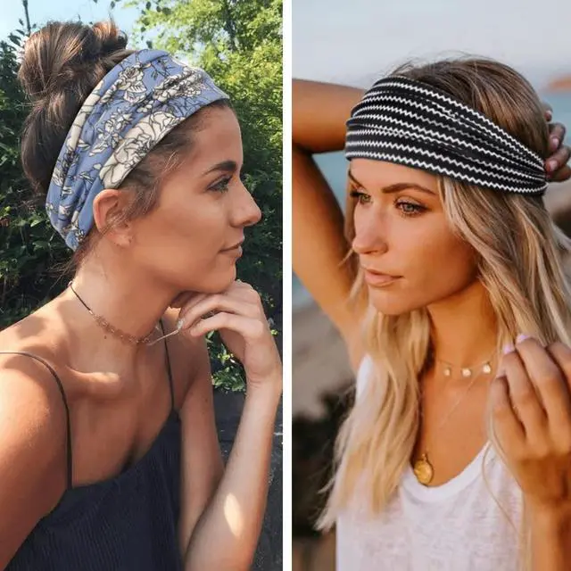 Alt view image 4 of 6 - Boho Headbands for Women Wide Head Bands, Yoga Workout Hair Bands for Women's Hair Non Slip, Summer Womens Headbands Hair Accessories 6 Pack