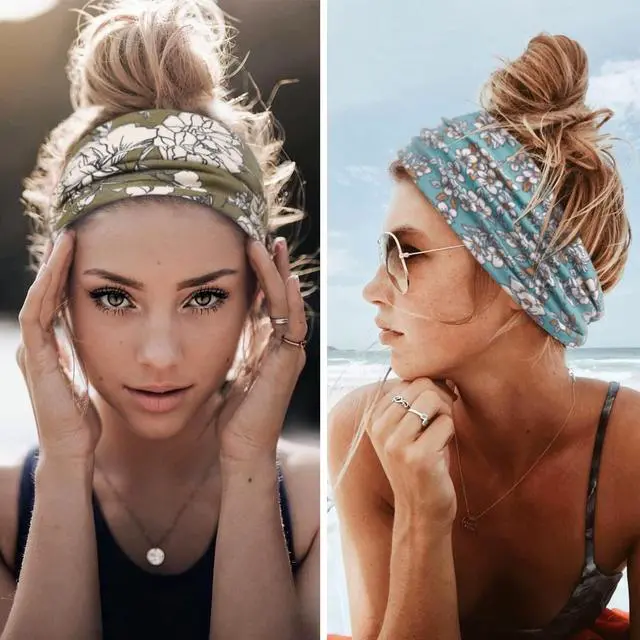 Alt view image 5 of 6 - Boho Headbands for Women Wide Head Bands, Yoga Workout Hair Bands for Women's Hair Non Slip, Summer Womens Headbands Hair Accessories 6 Pack