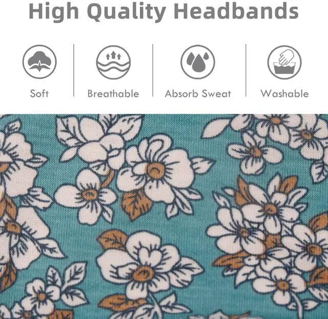 Alt view image 6 of 6 - Boho Headbands for Women Wide Head Bands, Yoga Workout Hair Bands for Women's Hair Non Slip, Summer Womens Headbands Hair Accessories 6 Pack