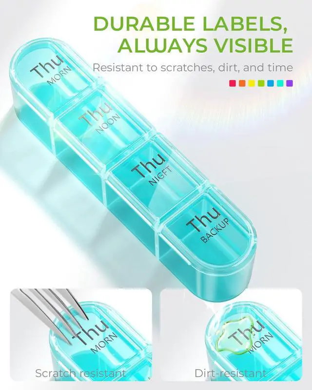 Alt view image 6 of 7 - Weekly Pill Organizer 4 Times A Day, Daily Pill Box 7 Day, Black