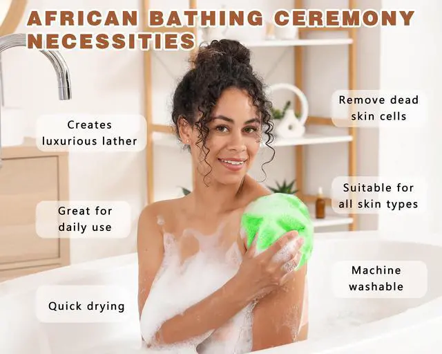 Alt view image 4 of 7 - 2 Pack African Net Sponge Exfoliating Body Scrubber Bath Sponge for Daily Use (Light Purple + Light Green)