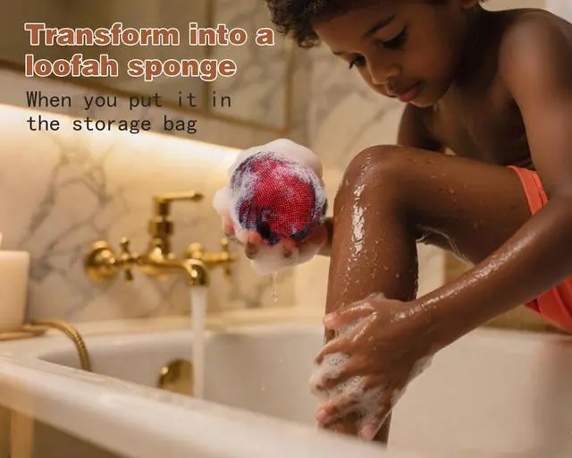 Alt view image 6 of 7 - 2 Pack African Net Sponge Exfoliating Body Scrubber Bath Sponge for Daily Use (Light Purple + Light Green)