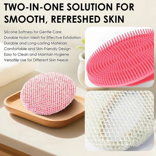 Alt view image 4 of 7 - Hygienic Body Cleansing Scrubber with Exfoliating Net Sponge Case,Pack of 2